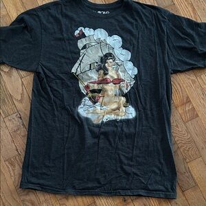 Billabong Black Graphic Tee with Red and White Accents